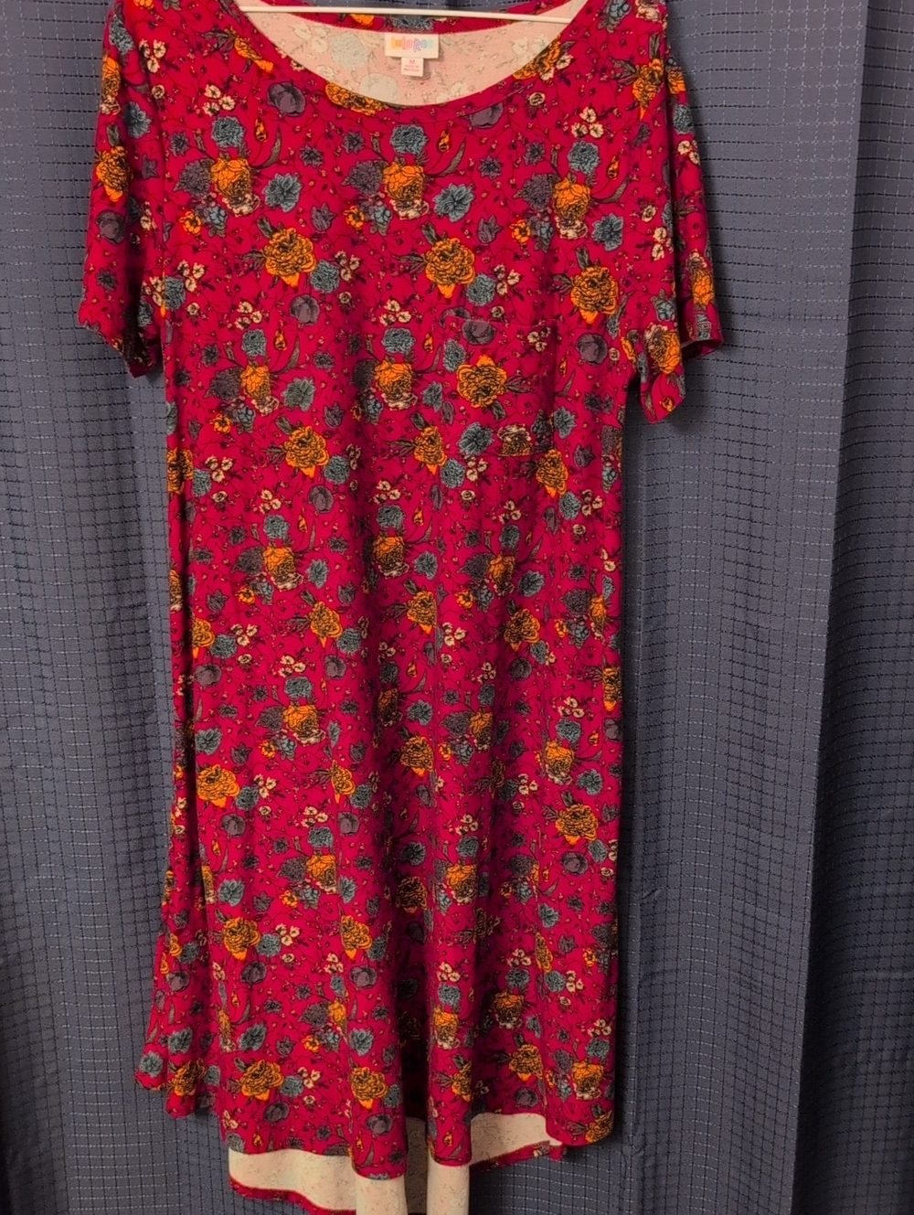 Like New LuLaRoe Burgundy Dress with Floral pattern M (10/12)